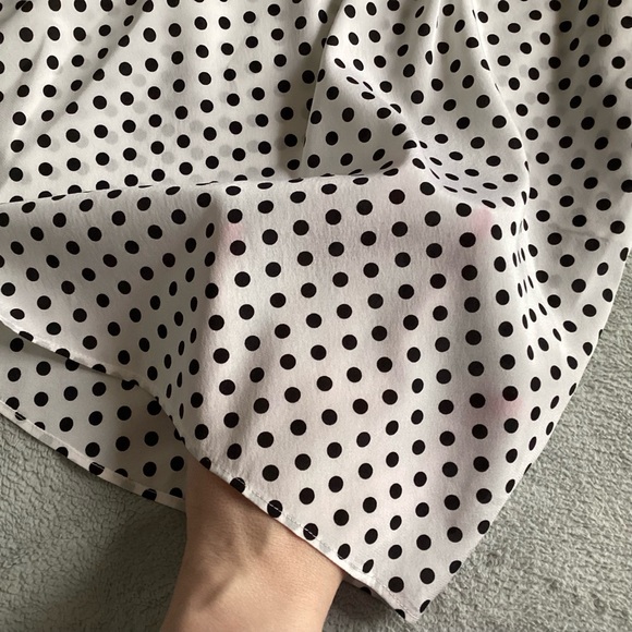 Alice + Olivia Polka Dot Elastic Waist Tab Sleeve Button Shirtdress Mod Retro M - Picture 11 of 13